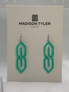 Madison Tyler Teal Geometric Dangle Earrings